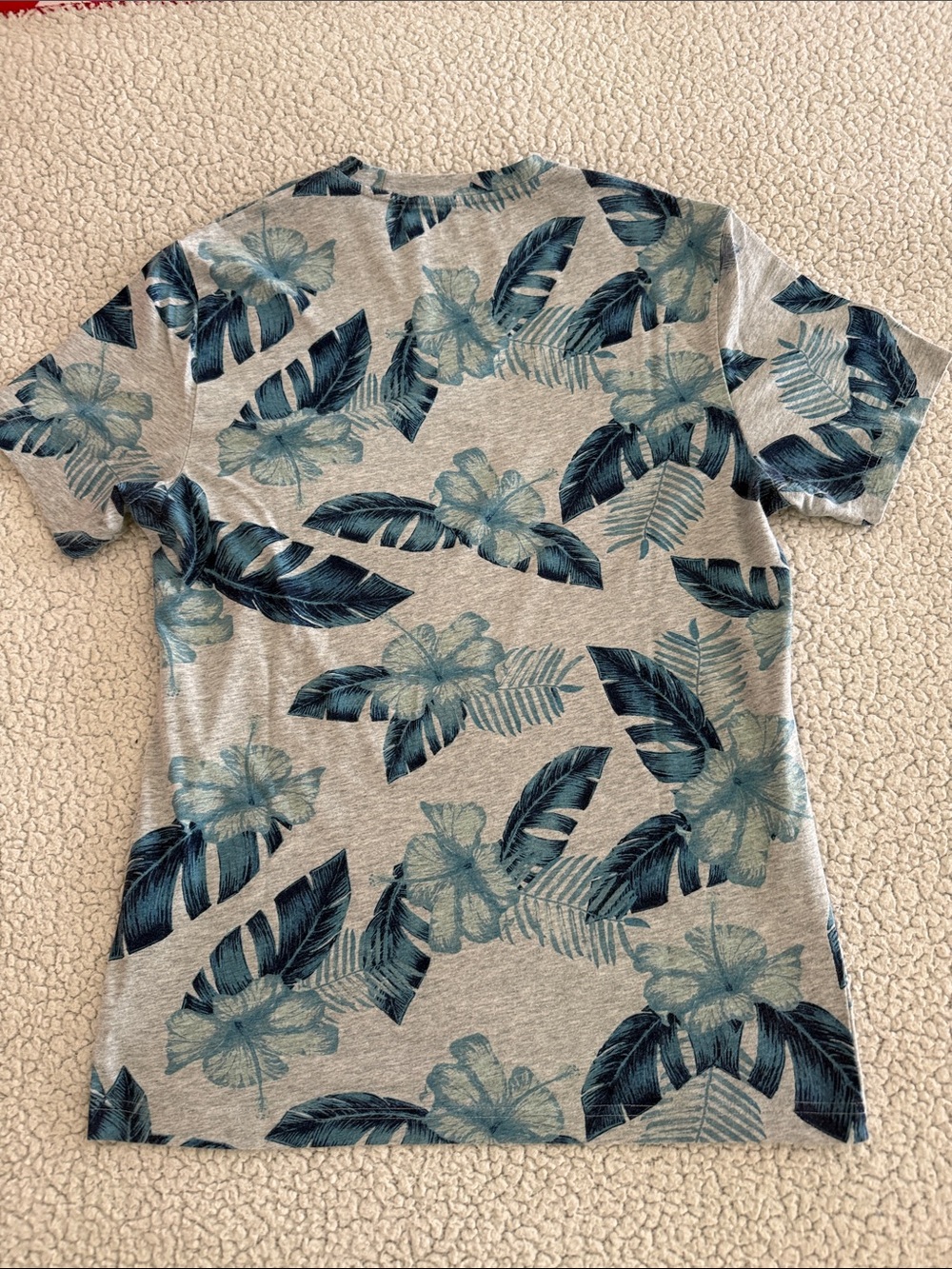 Sun + Stone Grey Crewneck with Blue Tropical Leaf Print - Picture 3 of 3